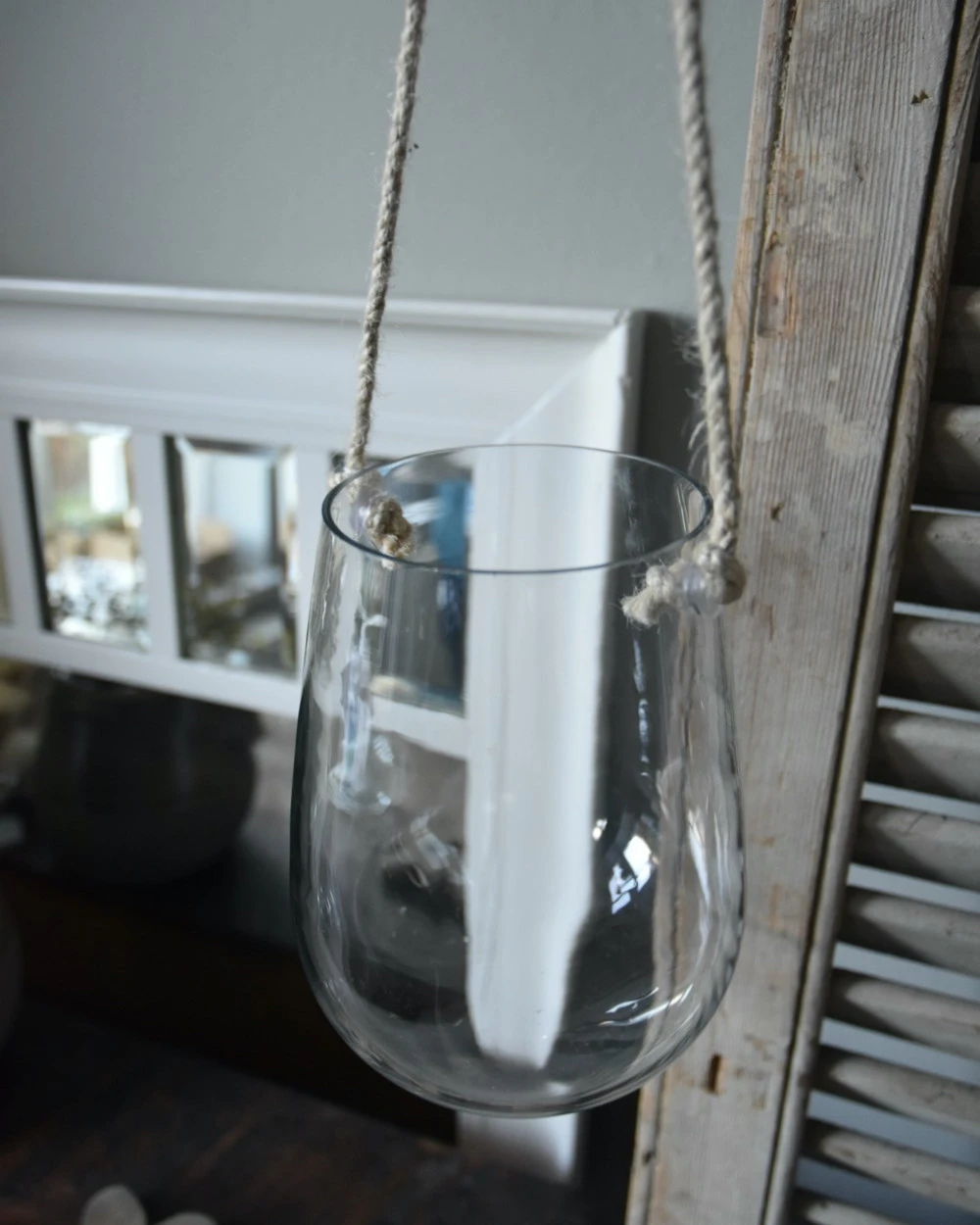 Bolle Glazen Vaas Hanger Met Dik Jute Touw, IB Laursen 3 Bolle Glazen Vaas Hanger Met Dik Jute Touw, IB Laursen - Afbeelding 2