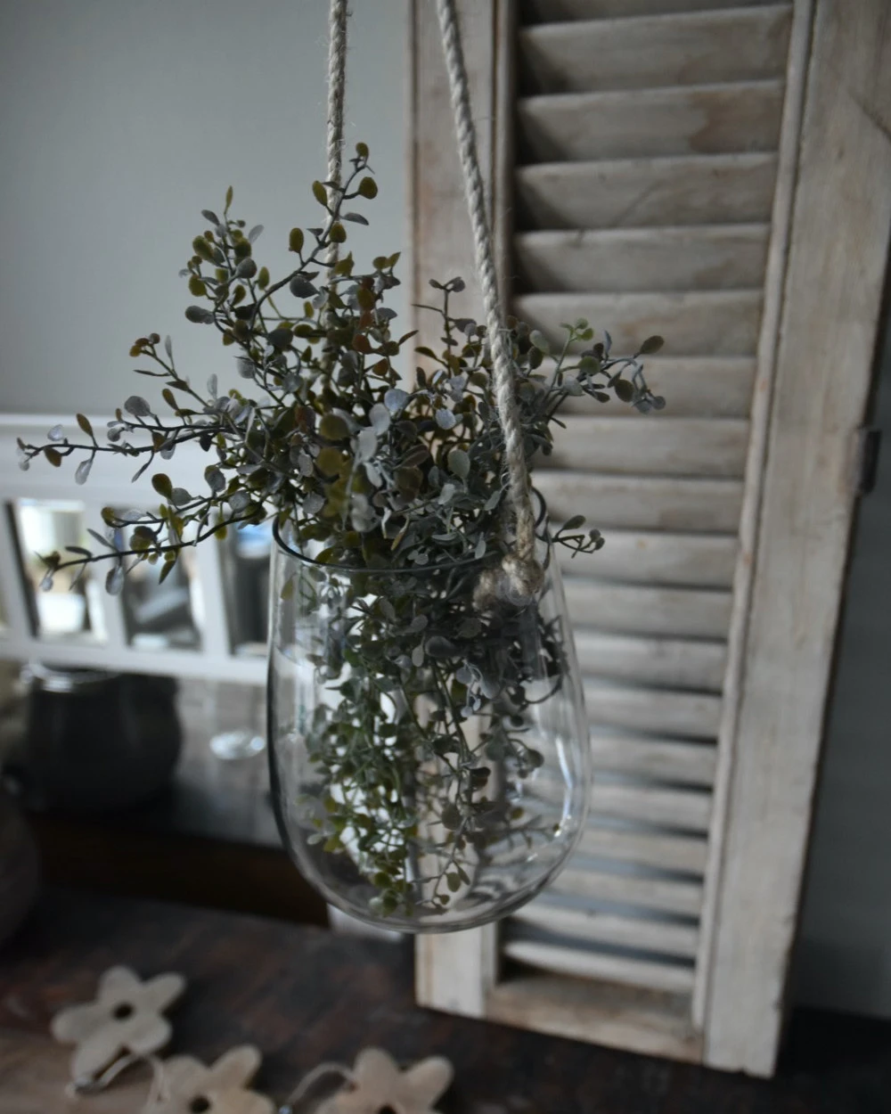 Bolle Glazen Vaas Hanger Met Dik Jute Touw, IB Laursen 2 Bolle Glazen Vaas Hanger Met Dik Jute Touw, IB Laursen