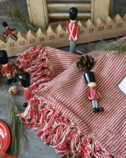 Geweven Woonkleed/ Sprei Gebroken Wit Met Fijne Rode Strepen, IB Laursen -Ib Laursen geweven woonkleed sprei gebroken wit met fijne rode strepen ib laursen 1 3