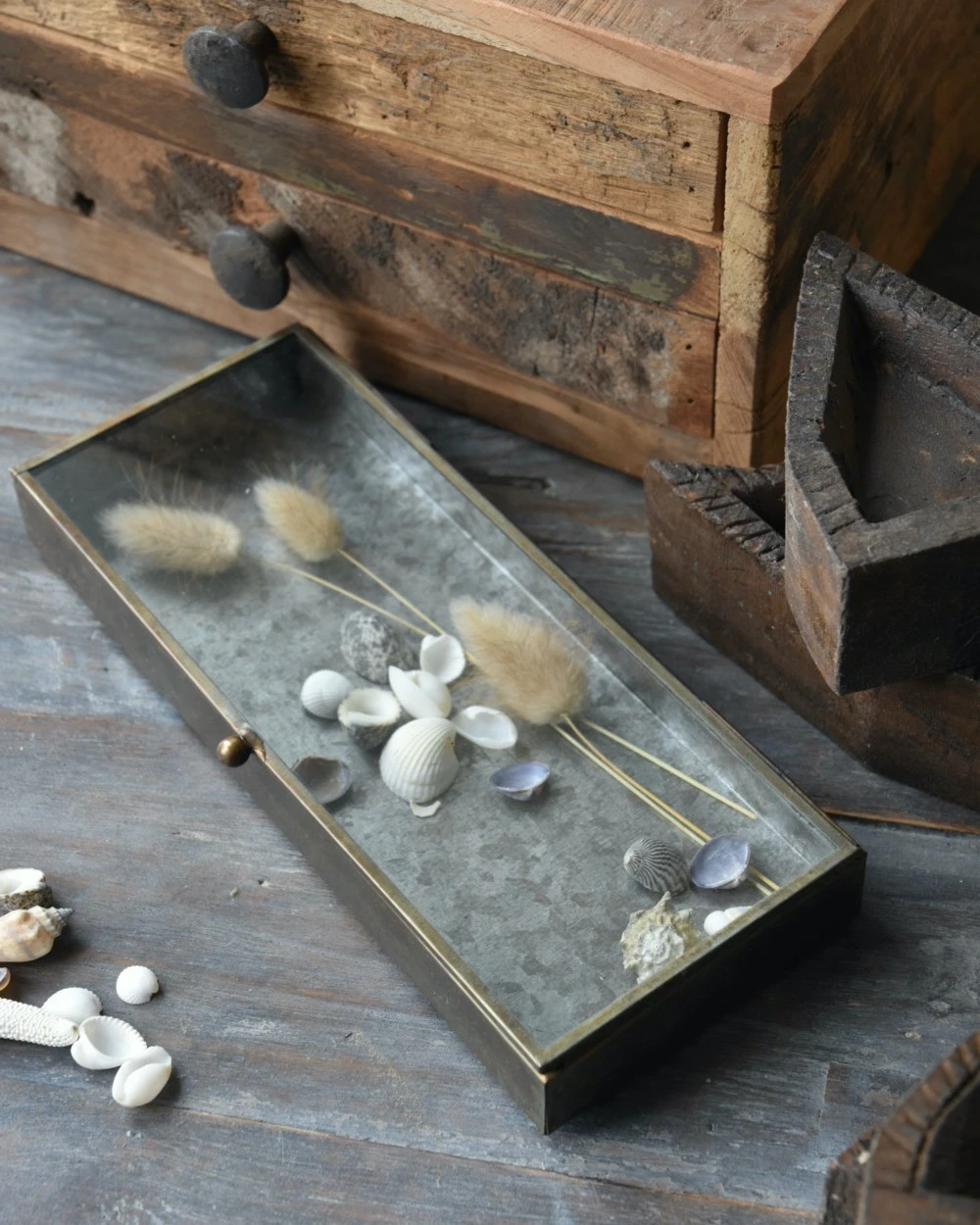 Glazen Kistje In Antiek-look Met Zinken Bodem, IB Laursen 3 Glazen Kistje In Antiek-look Met Zinken Bodem, IB Laursen