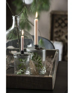 Glazen Pot Met Grijs Metalen Kaarsen Inzet, IB Laursen 13 Glazen Pot Met Grijs Metalen Kaarsen Inzet, IB Laursen -Ib Laursen glazen pot met grijs metalen kaarsen inzet ib laursen 3