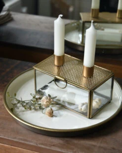 Kandelaar Kistje Antiek Look Metaal Glas, IB Laursen 12 Kandelaar Kistje Antiek Look Metaal Glas, IB Laursen -Ib Laursen kandelaar kistje antiek look metaal glas ib laursen 2