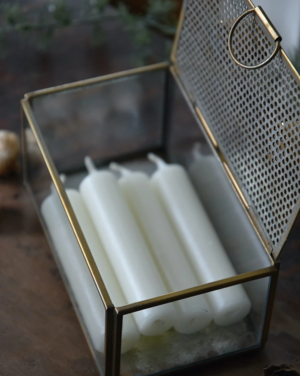 Kandelaar Kistje Antiek Look Metaal Glas, IB Laursen 8 Kandelaar Kistje Antiek Look Metaal Glas, IB Laursen - Afbeelding 6