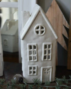 Keramiek Theelicht Huis Wit Met Rond Raam, IB Laursen -Ib Laursen keramiek theelicht huis wit met rond raam ib laursen 2