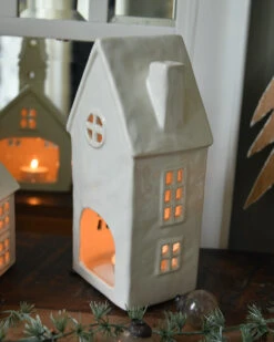 Keramiek Theelicht Huis Wit Met Rond Raam, IB Laursen -Ib Laursen keramiek theelicht huis wit met rond raam ib laursen 4