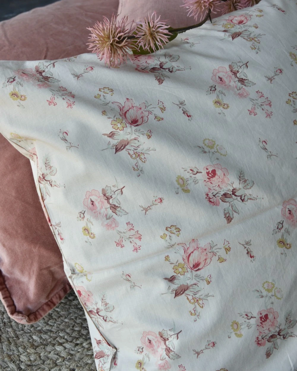 Kussenhoes Beige Met Coral/sand Rozen Vierkant, IB Laursen 3 Kussenhoes Beige Met Coral/sand Rozen Vierkant, IB Laursen