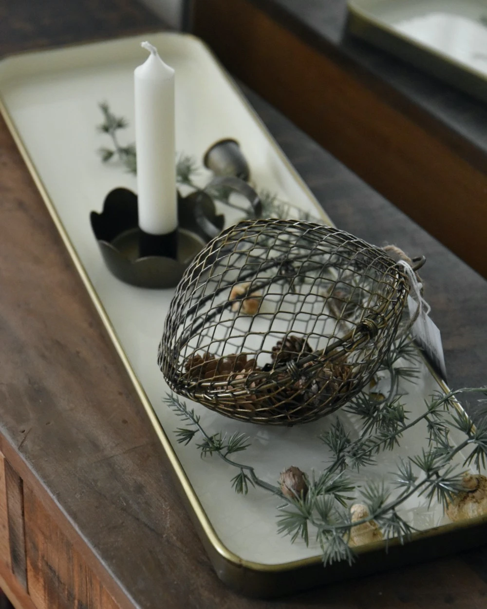 Langwerpige Room Kleurige Tray Met Antiek Look Rand, IB Laursen 6 Langwerpige Room Kleurige Tray Met Antiek Look Rand, IB Laursen - Afbeelding 4