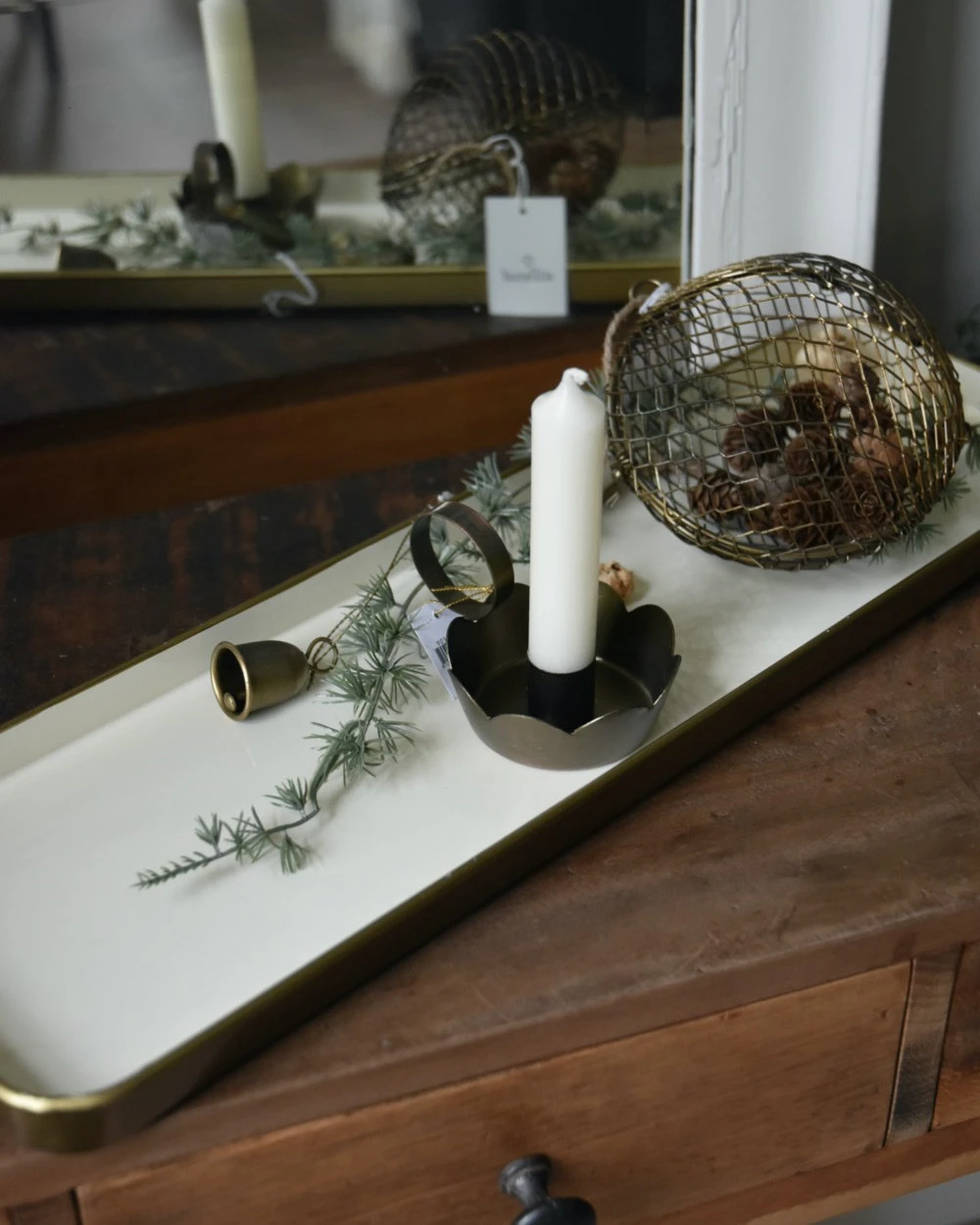 Langwerpige Room Kleurige Tray Met Antiek Look Rand, IB Laursen 3 Langwerpige Room Kleurige Tray Met Antiek Look Rand, IB Laursen