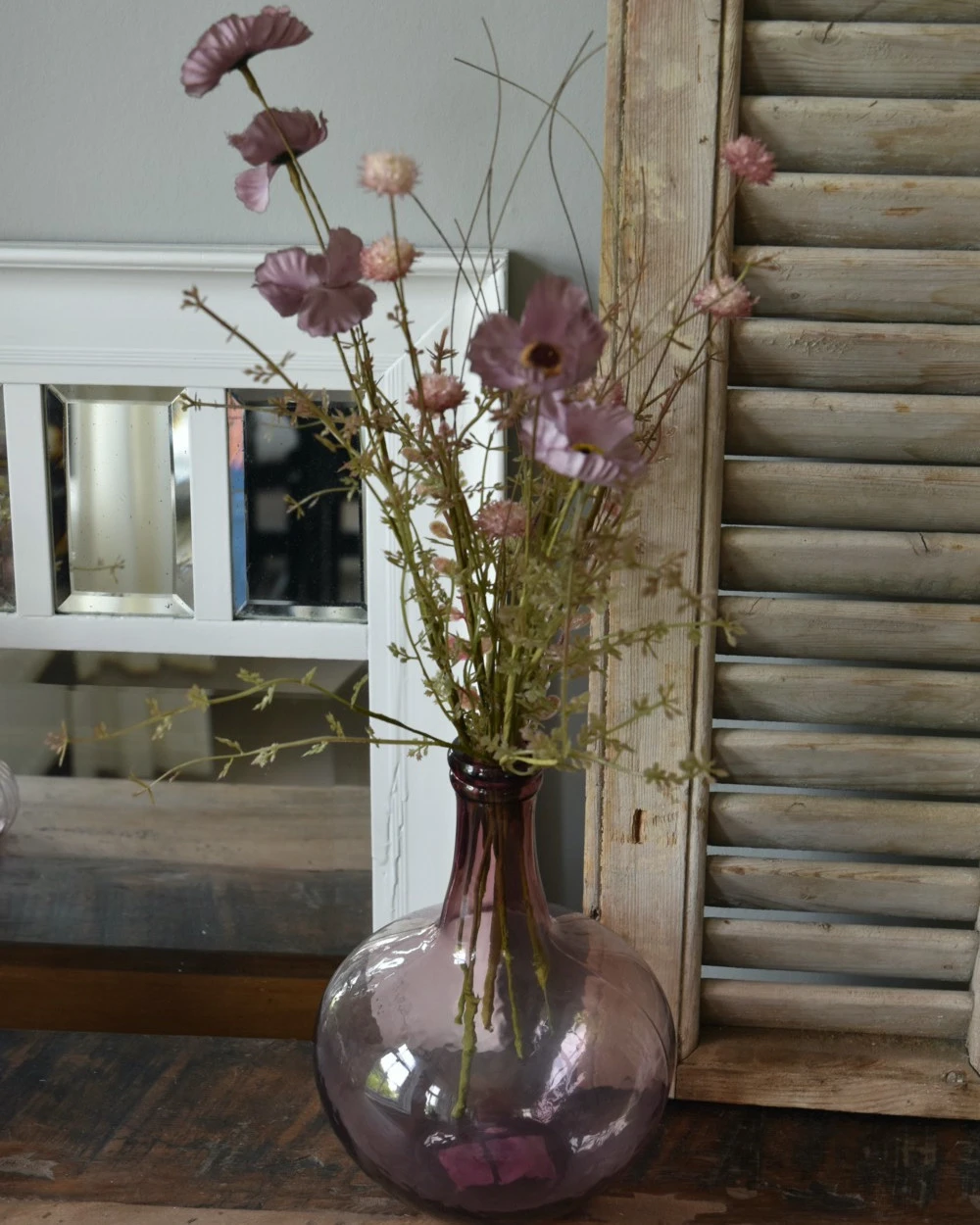 Malva Roze Ballon Vaas Met Zijde Bloemen, IB Laursen 2 Malva Roze Ballon Vaas Met Zijde Bloemen, IB Laursen