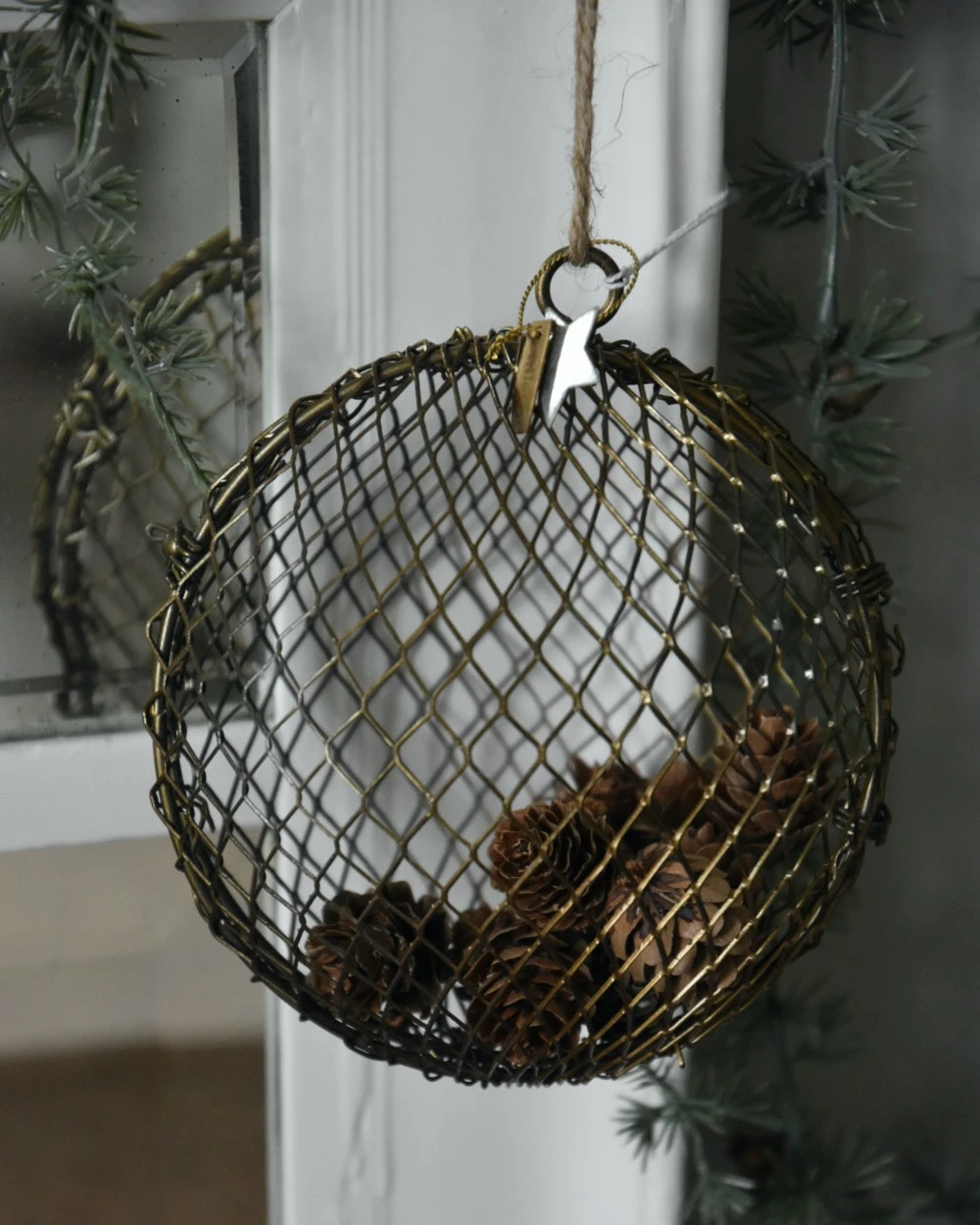 Metalen Draadbal Antiek Look Aan Touw Vulbaar, IB Laursen 3 Metalen Draadbal Antiek Look Aan Touw Vulbaar, IB Laursen