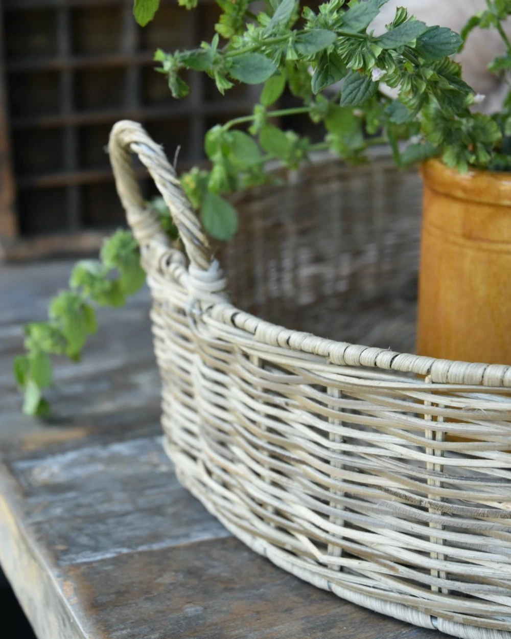 Rond Grijzig Rotan Dienblad Met Hengsels, IB Laursen 7 Rond Grijzig Rotan Dienblad Met Hengsels, IB Laursen - Afbeelding 5