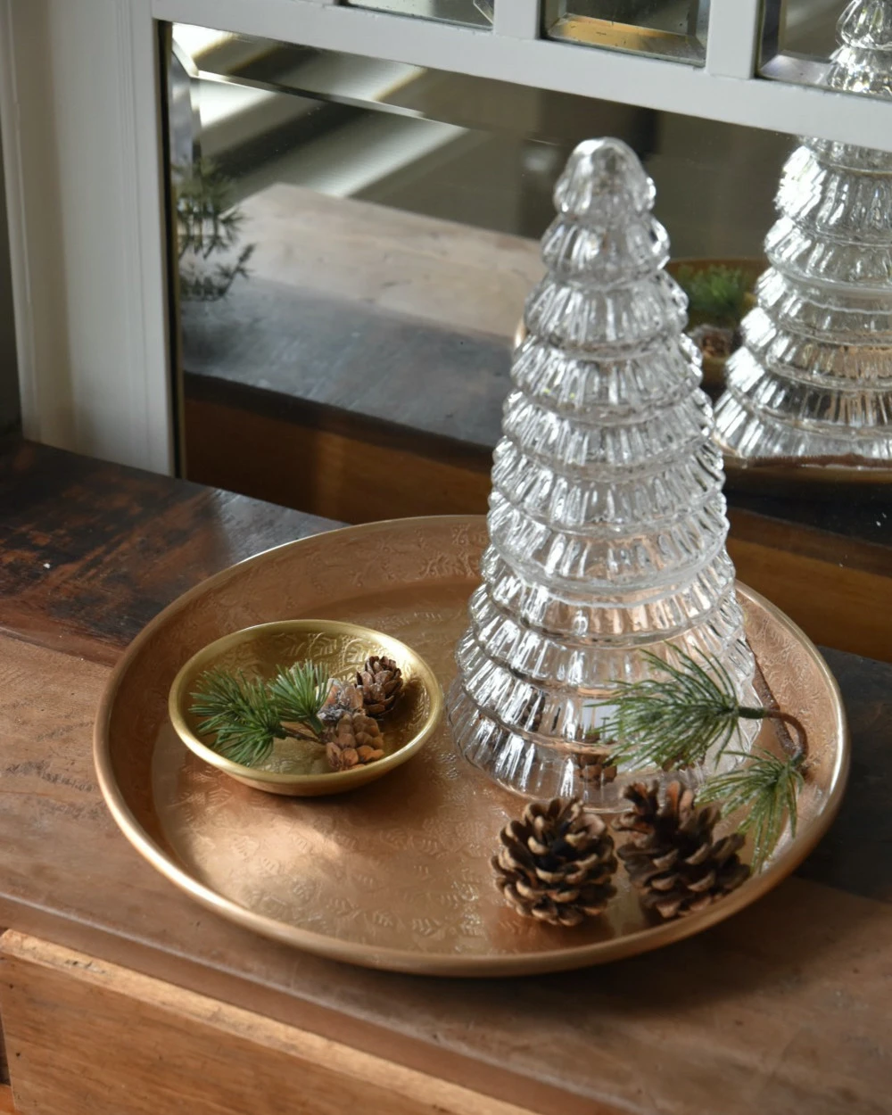 Rond Plateau Met Blad Patroon Antiek Goud/messing Look, IB Laursen 7 Rond Plateau Met Blad Patroon Antiek Goud/messing Look, IB Laursen - Afbeelding 5