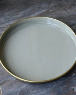 Ronde Tray Grijs Met Antiek Gouden Buitenkant, IB Laursen -Ib Laursen ronde tray grijs met antiek gouden buitenkant ib laursen 4
