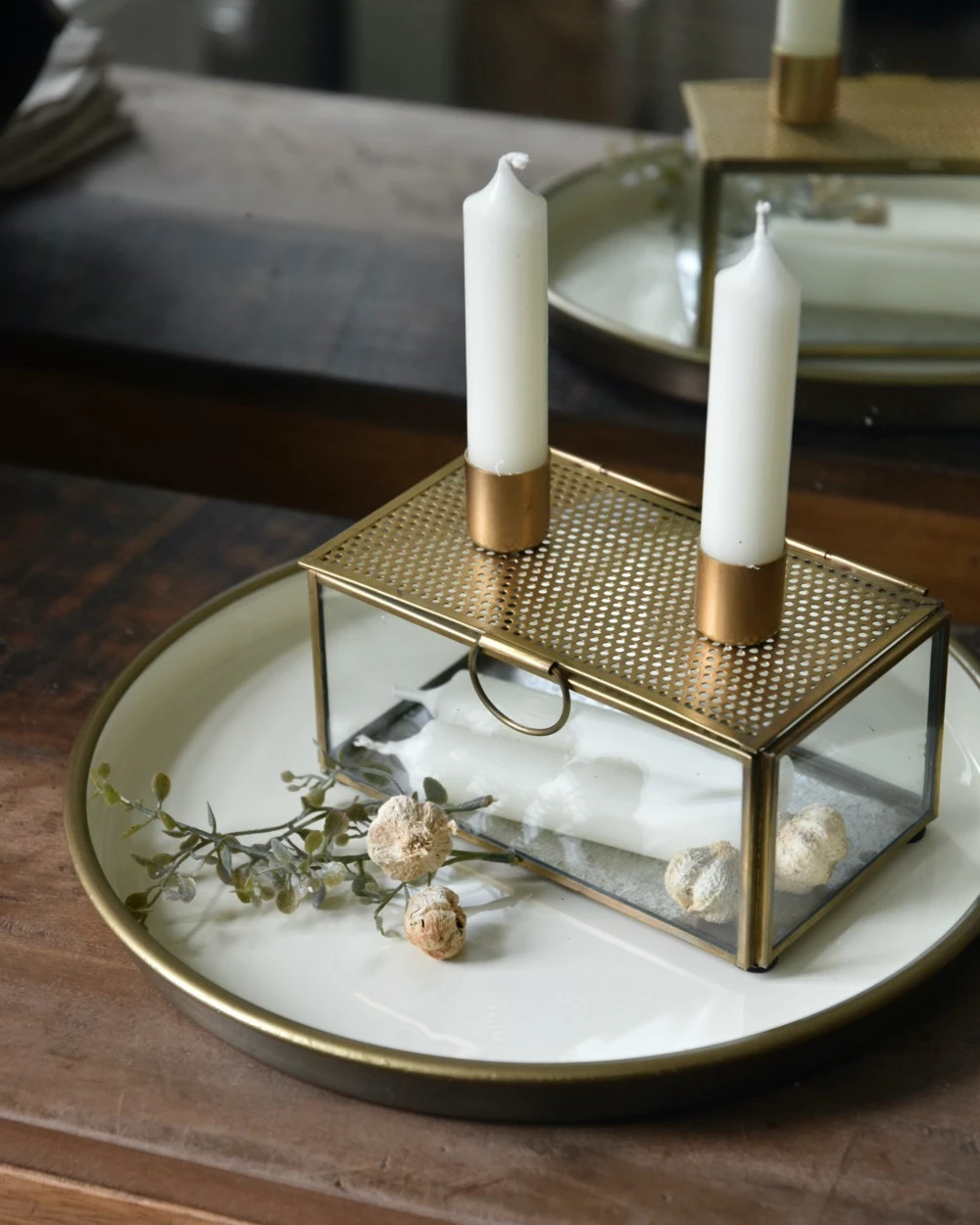 Ronde Tray Room Kleurig Met Antiek Look Rand, IB Laursen 4 Ronde Tray Room Kleurig Met Antiek Look Rand, IB Laursen - Afbeelding 2