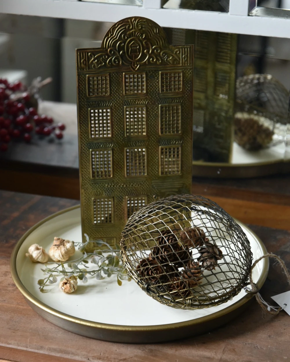 Ronde Tray Room Kleurig Met Antiek Look Rand, IB Laursen 6 Ronde Tray Room Kleurig Met Antiek Look Rand, IB Laursen - Afbeelding 4