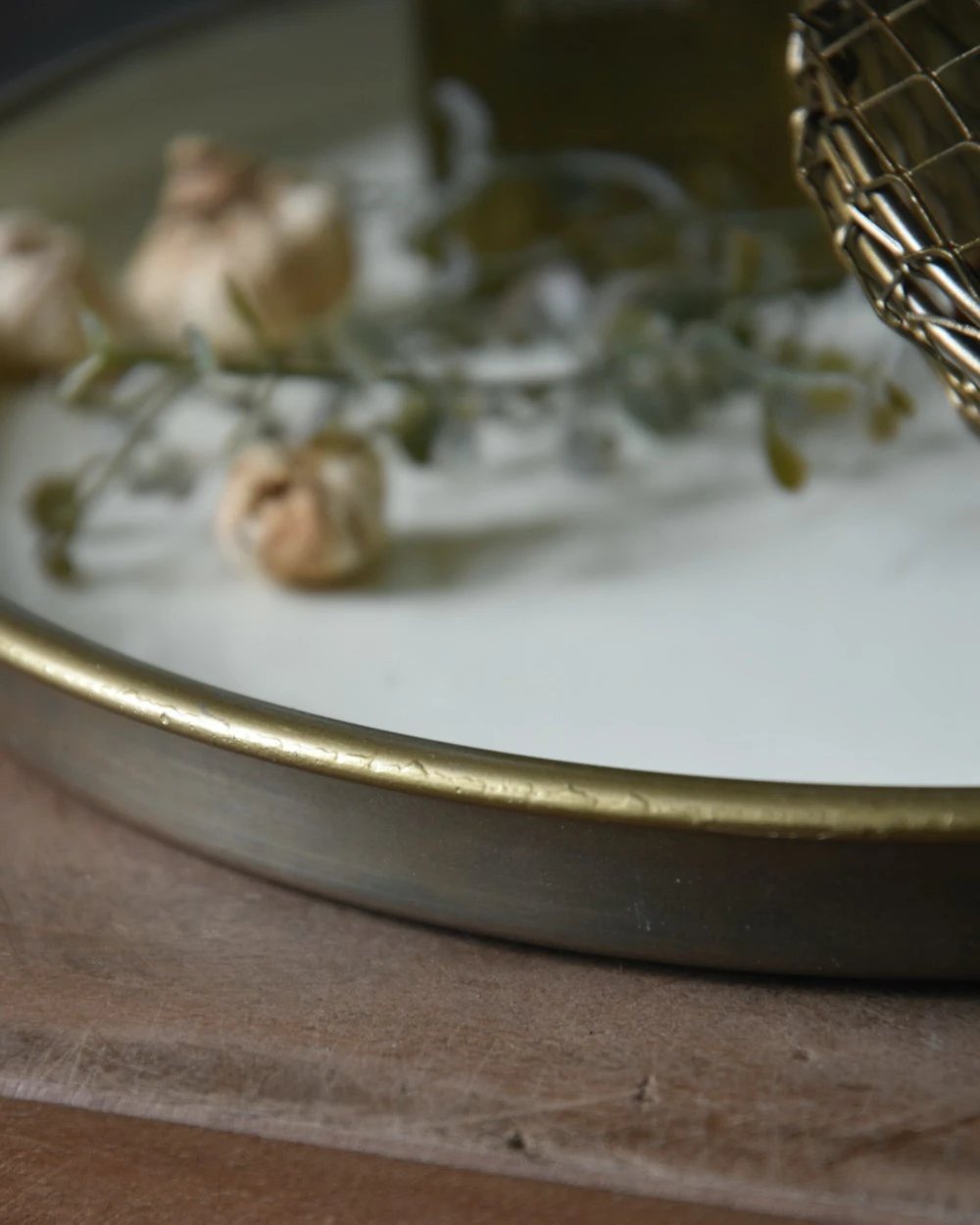 Ronde Tray Room Kleurig Met Antiek Look Rand, IB Laursen 7 Ronde Tray Room Kleurig Met Antiek Look Rand, IB Laursen - Afbeelding 5