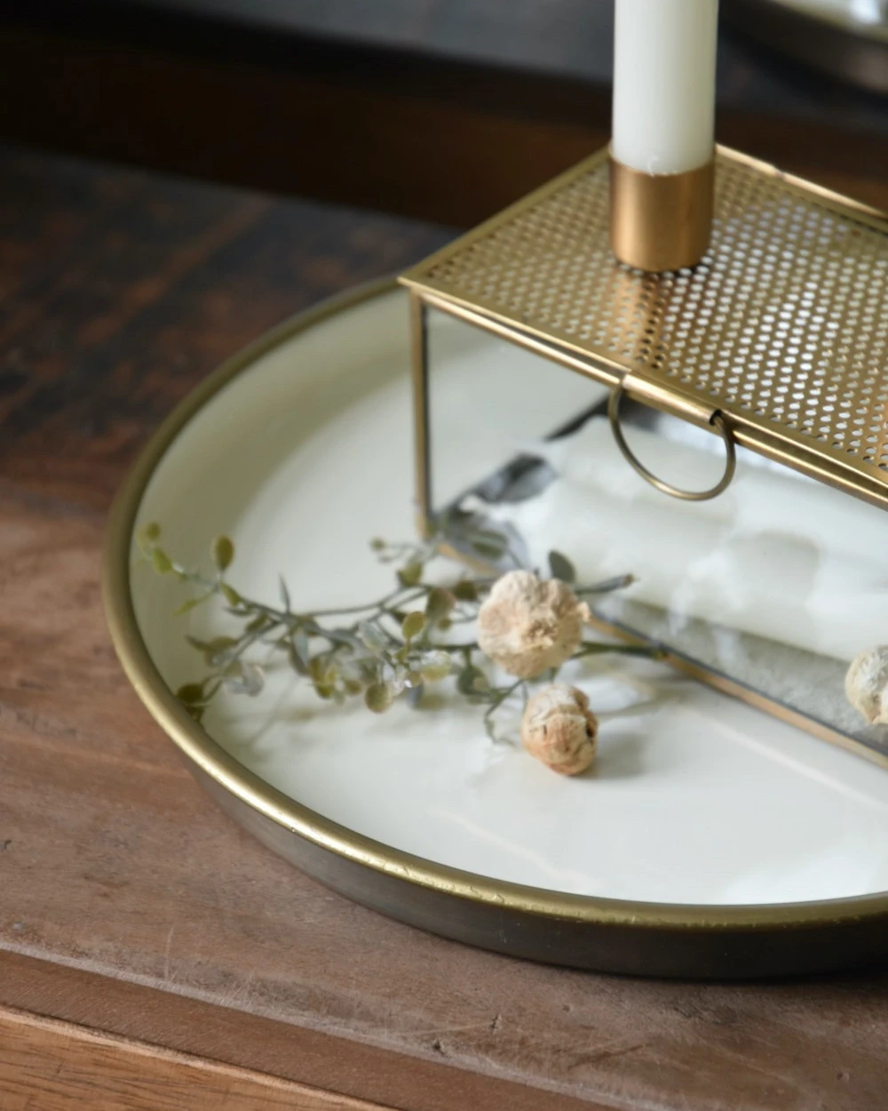 Ronde Tray Room Kleurig Met Antiek Look Rand, IB Laursen 9 Ronde Tray Room Kleurig Met Antiek Look Rand, IB Laursen - Afbeelding 7