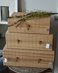 Set Bamboe Opberg Kistjes Met Houten Knop Sluiting Van 3, IB Laursen