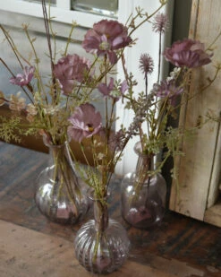 Set Van 3 Glazen Vaasjes Met Zijde Bloemen, IB Laursen