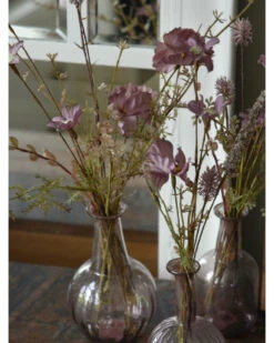 Set Van 3 Glazen Vaasjes Met Zijde Bloemen, IB Laursen -Ib Laursen set van 3 glazen vaasjes met zijde bloemen in malva roze ib laursen 5