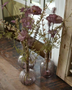 Set Van 3 Glazen Vaasjes Met Zijde Bloemen, IB Laursen -Ib Laursen set van 3 glazen vaasjes met zijde bloemen in malva roze ib laursen 6