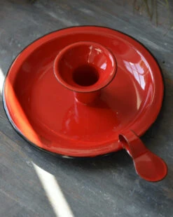 Tijdloze Rode Emaille Kandelaar, IB Laursen -Ib Laursen tijdloze rode emaille kandelaar 2