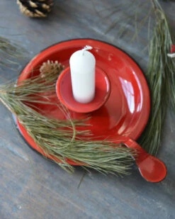 Tijdloze Rode Emaille Kandelaar, IB Laursen -Ib Laursen tijdloze rode emaille kandelaar 6