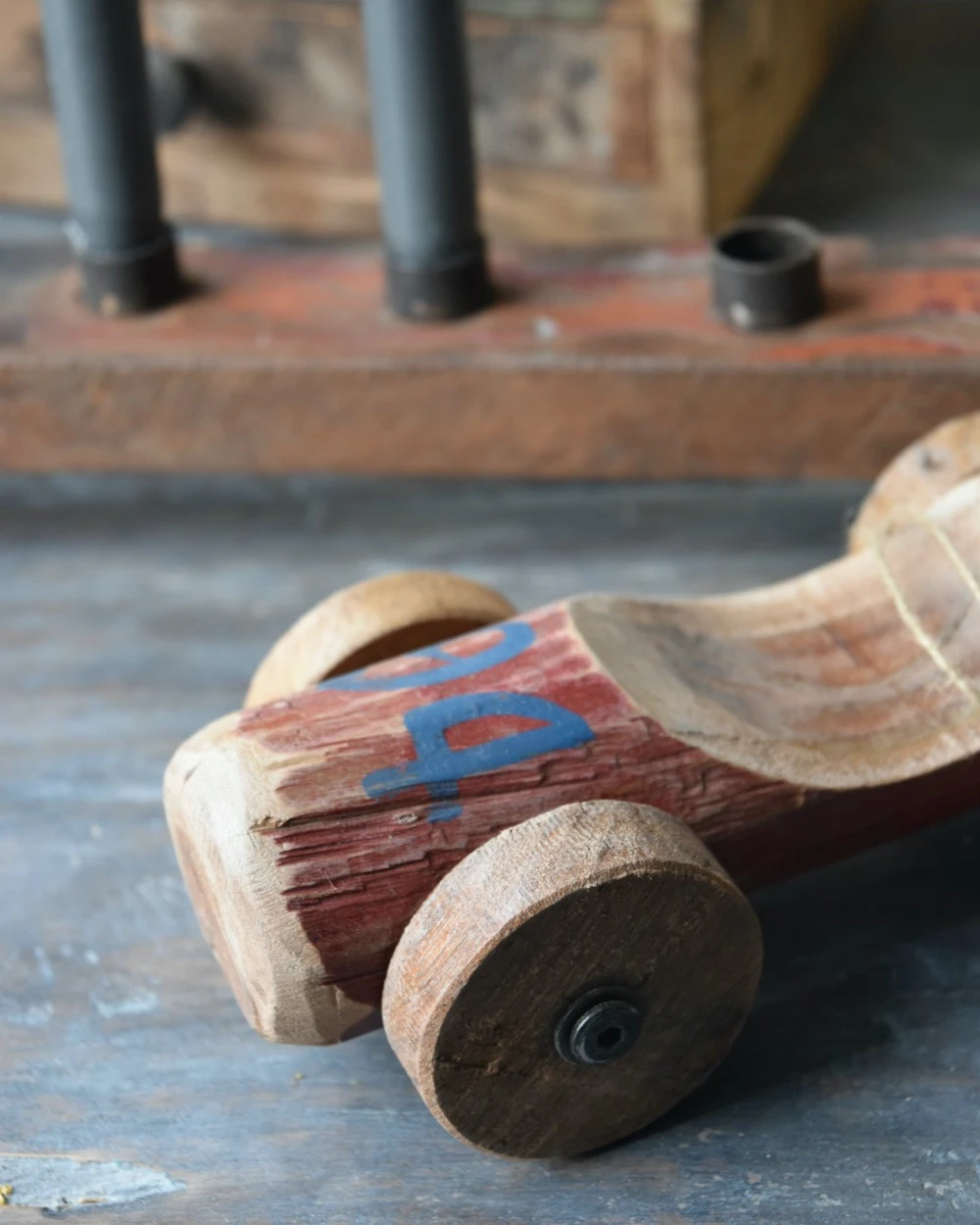 Unieke Rode Auto Van Hout Met Blauw Nr 94, IB Laursen 9 Unieke Rode Auto Van Hout Met Blauw Nr 94, IB Laursen - Afbeelding 7