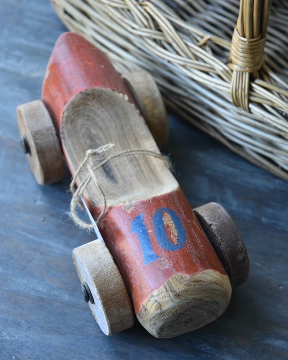 Unieke Vintage Houten Auto In Het Rood/bruin Nr 10, IB Laursen 6 Unieke Vintage Houten Auto In Het Rood/bruin Nr 10, IB Laursen - Afbeelding 4