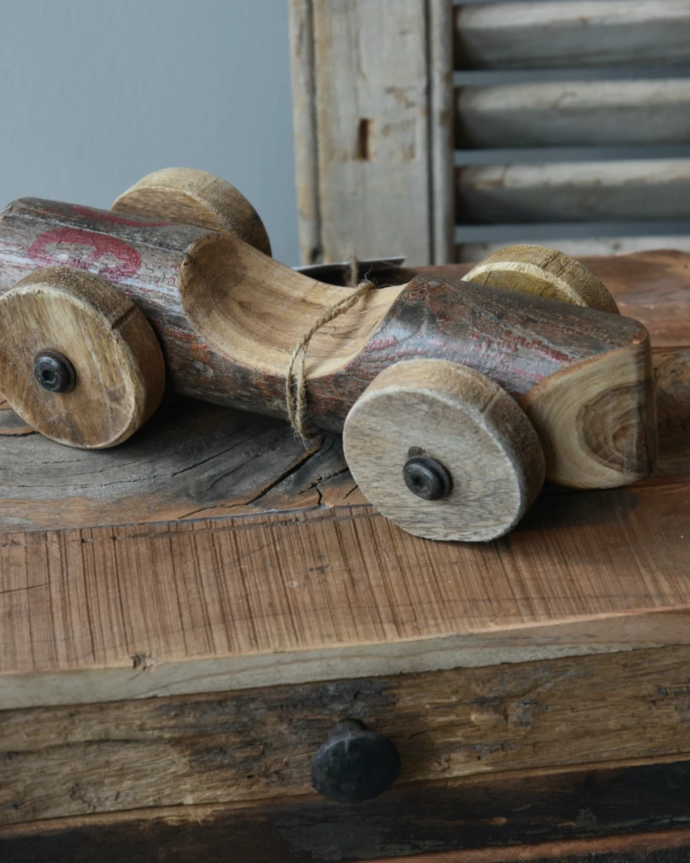 Unieke Vintage Race Auto Van Hout Met Rood Nr 96, IB Laursen 6 Unieke Vintage Race Auto Van Hout Met Rood Nr 96, IB Laursen - Afbeelding 4