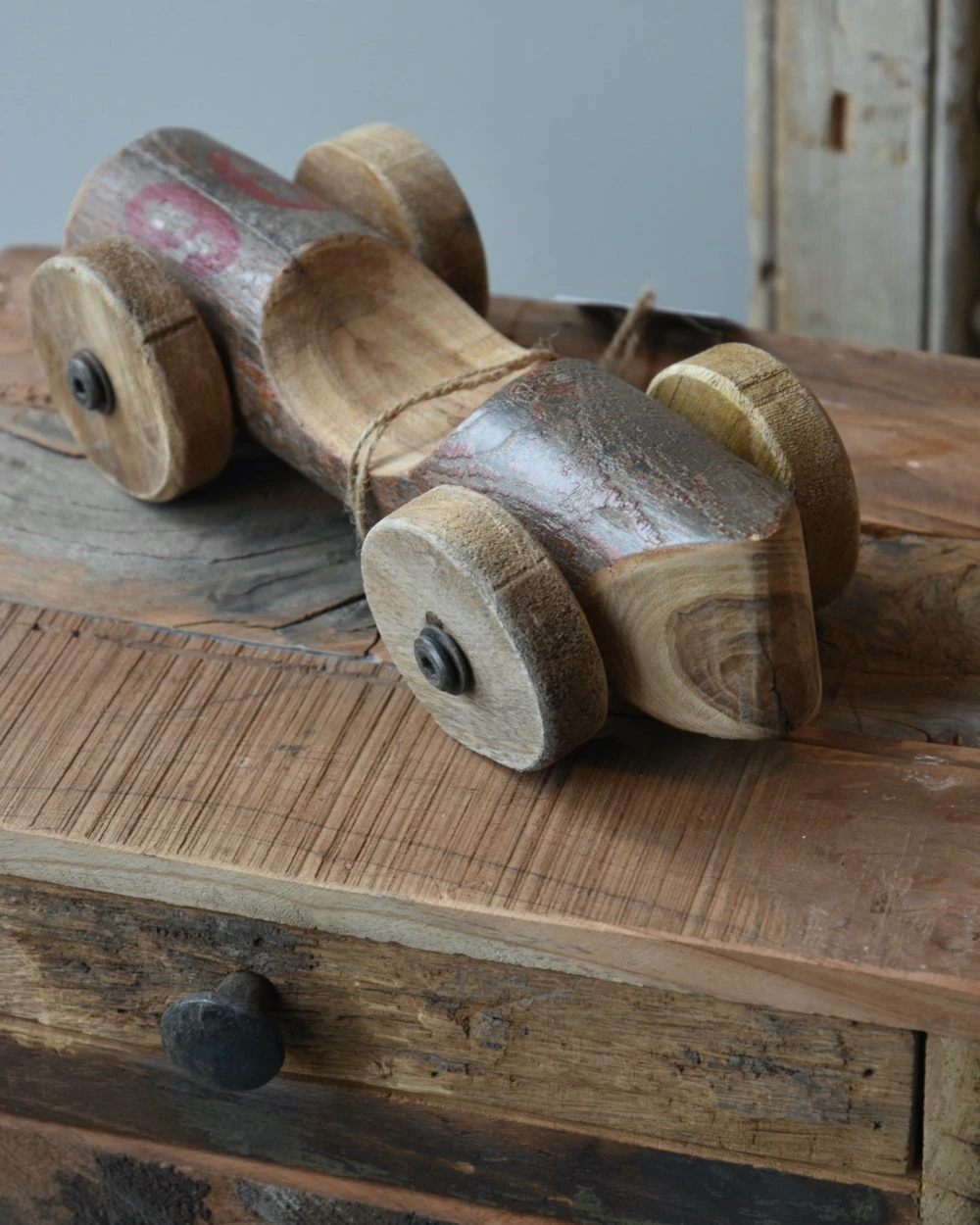 Unieke Vintage Race Auto Van Hout Met Rood Nr 96, IB Laursen 8 Unieke Vintage Race Auto Van Hout Met Rood Nr 96, IB Laursen - Afbeelding 6