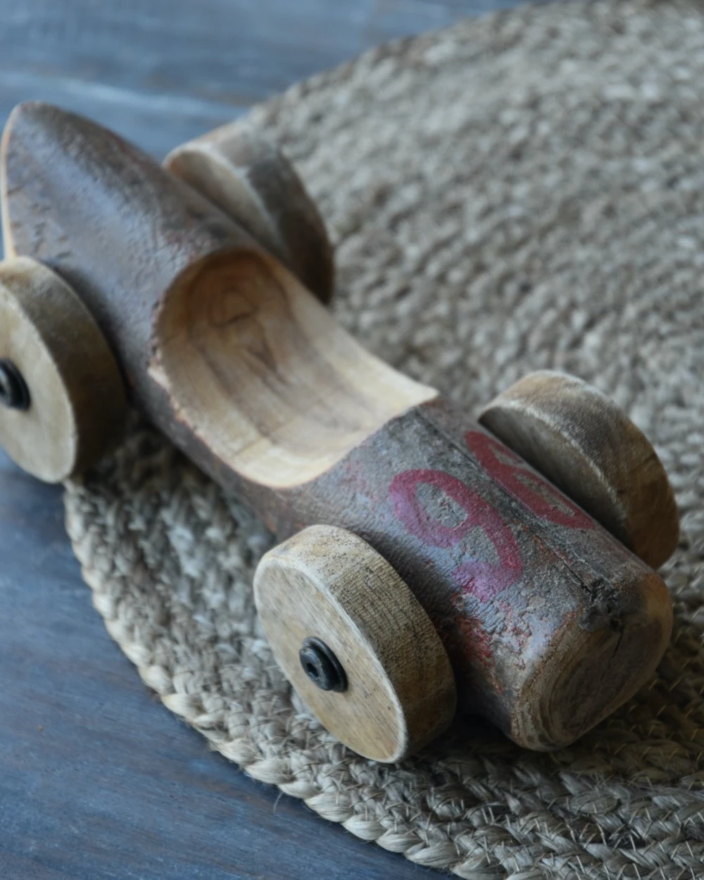 Unieke Vintage Race Auto Van Hout Met Rood Nr 96, IB Laursen 9 Unieke Vintage Race Auto Van Hout Met Rood Nr 96, IB Laursen - Afbeelding 7