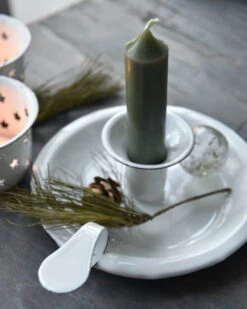 Wit Emaille Kandelaar Met Oor, IB Laursen -Ib Laursen wit emaille kandelaar met oor ib laursen 6